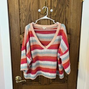 POL Multicolor Striped Women's Knitted Sweater Small